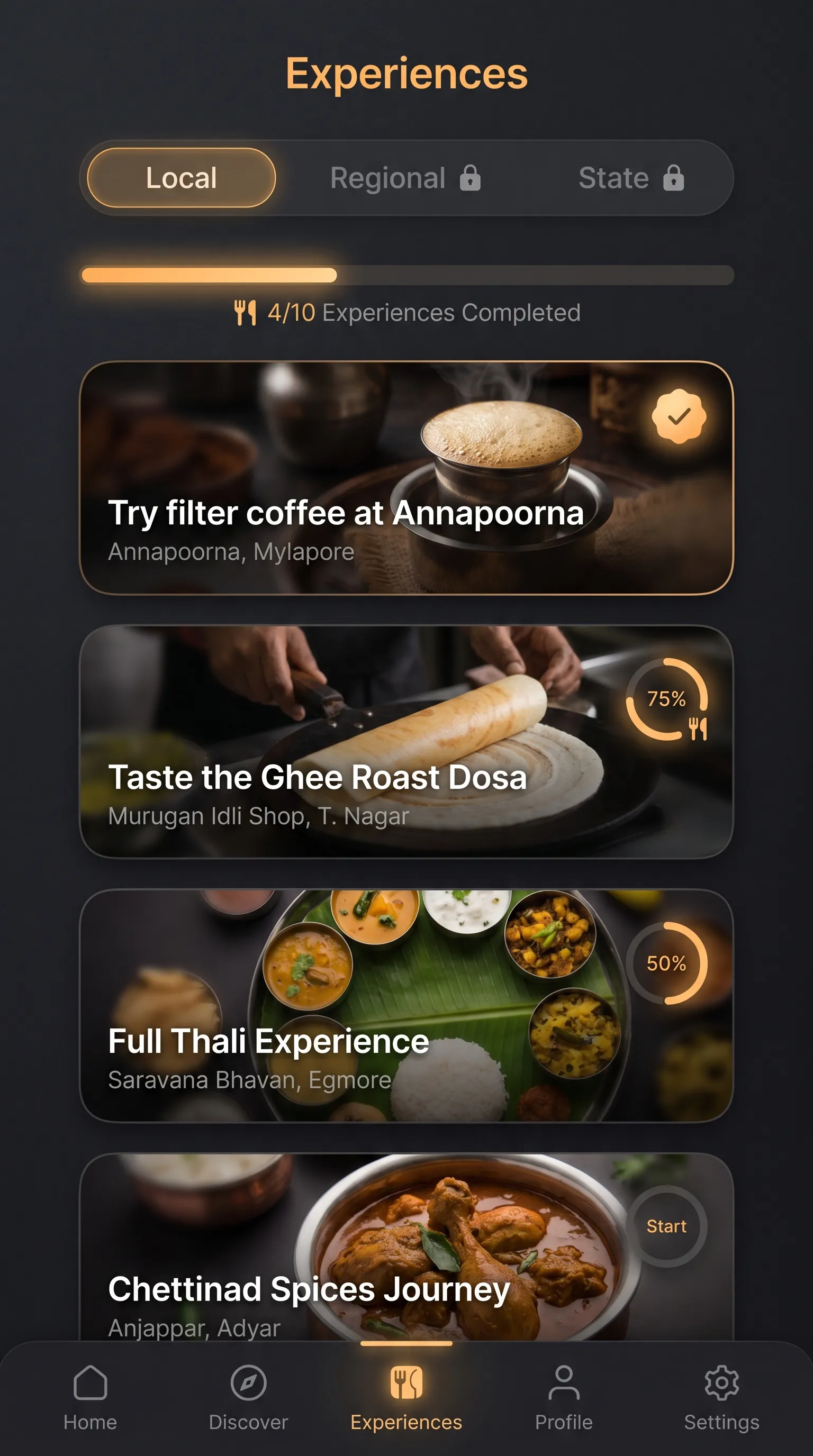 Experiences feature - Restaurant visits as experiences